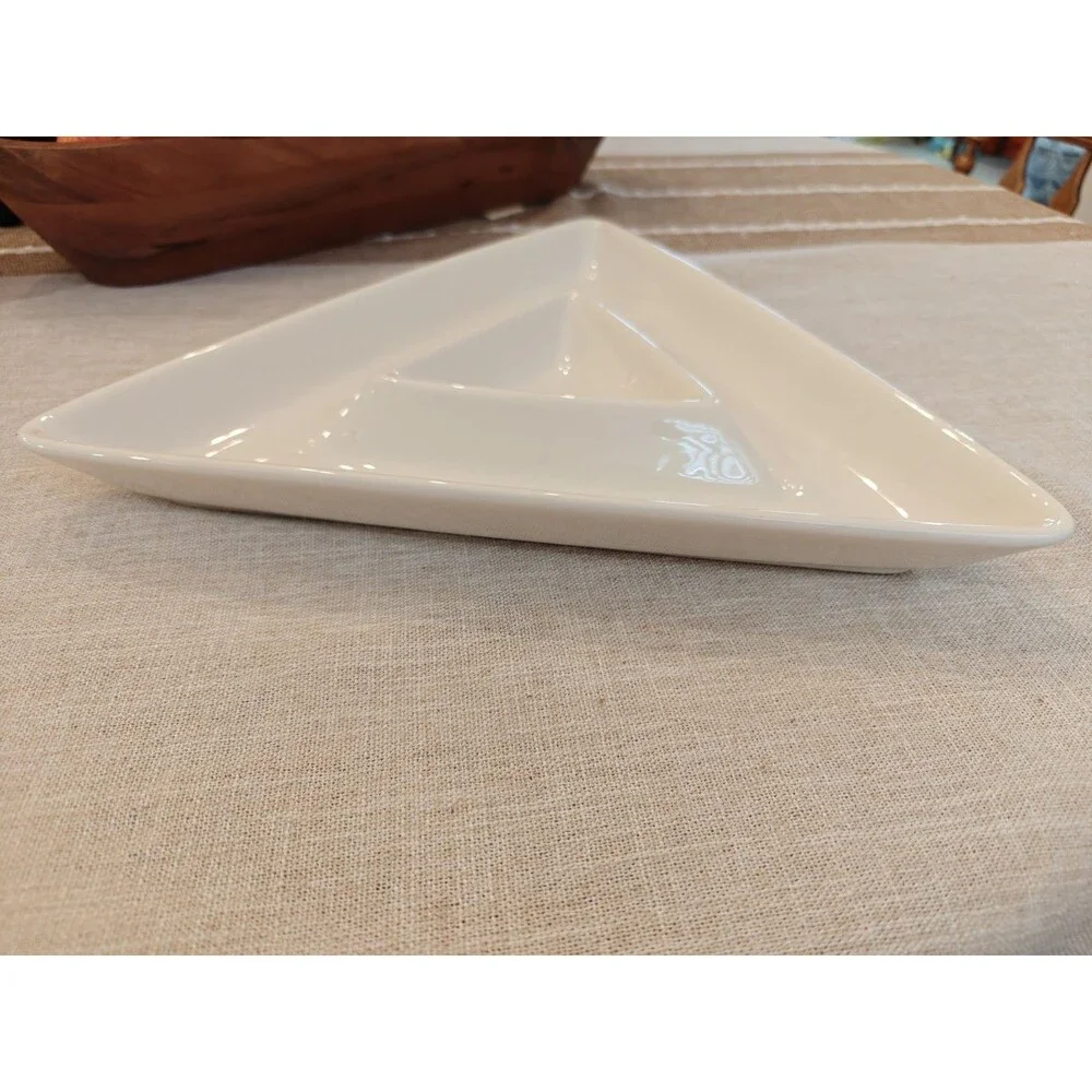 Pfaltzgraff Triangle White Dip Tray Mid Century Modern Perfect Serving Dish